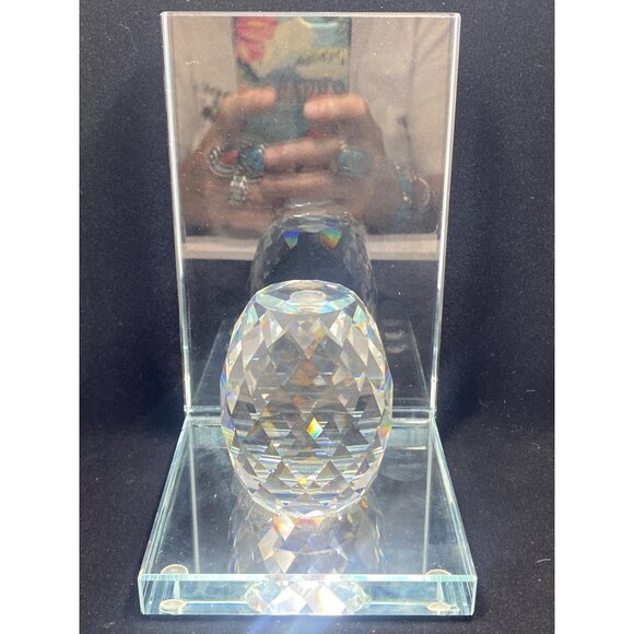 Modern Heavy Lead Crystal Ball Cut Glass Bookend Square 4.5'' Tall - Picture 3 of 10